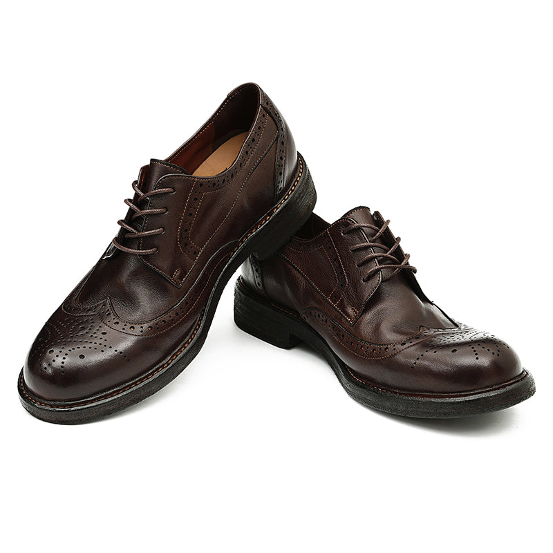 حذاء ديربي بروج للرجال – جلد حصان أصلي Goodyear Welted Retro Style عملية الغسيل