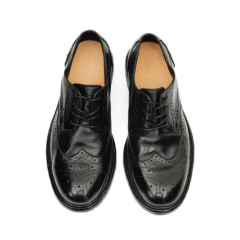 حذاء ديربي بروج للرجال – جلد حصان أصلي Goodyear Welted Retro Style عملية الغسيل