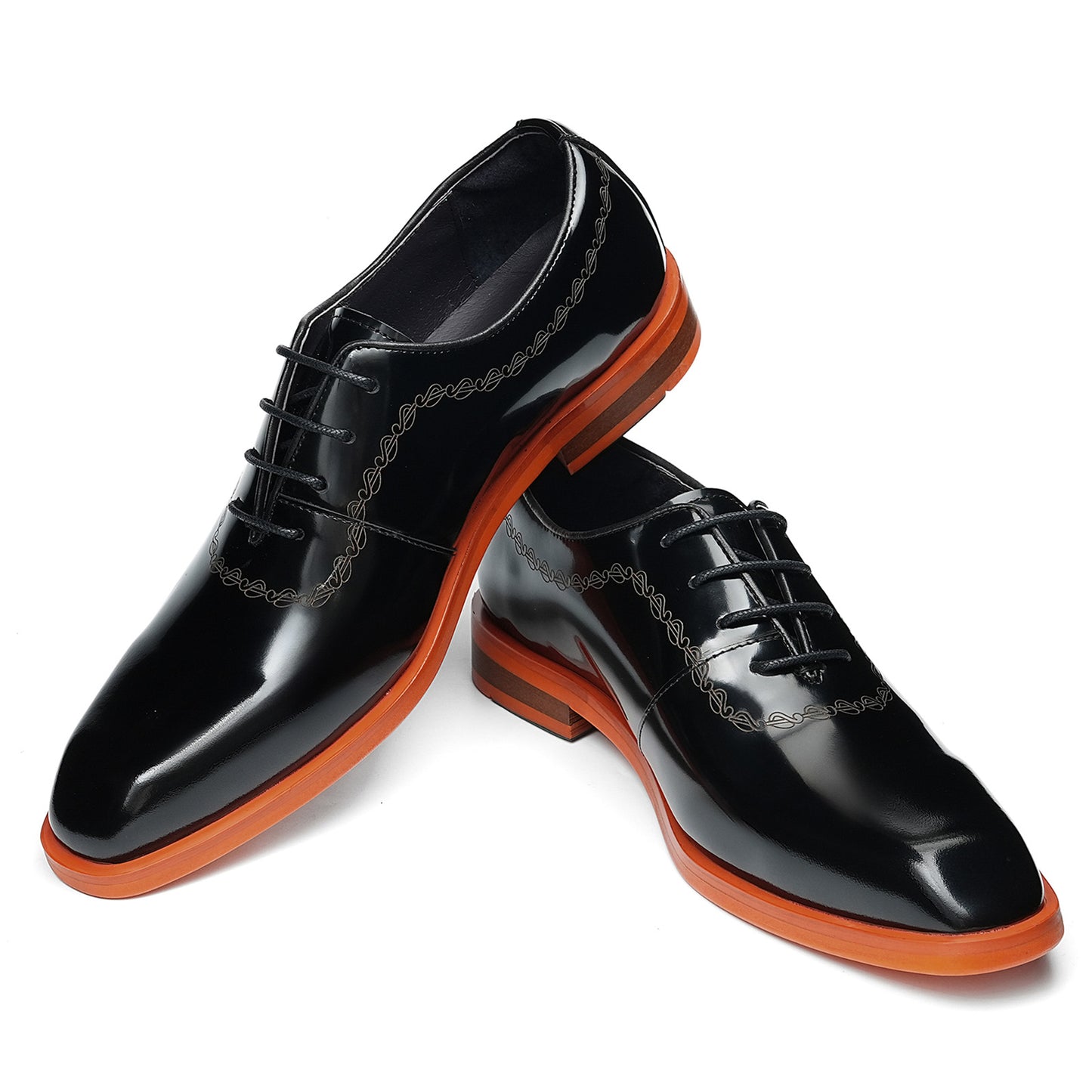 Men's Oxford Dress Shoes with Contrast Trim & Mirror Shine Finish