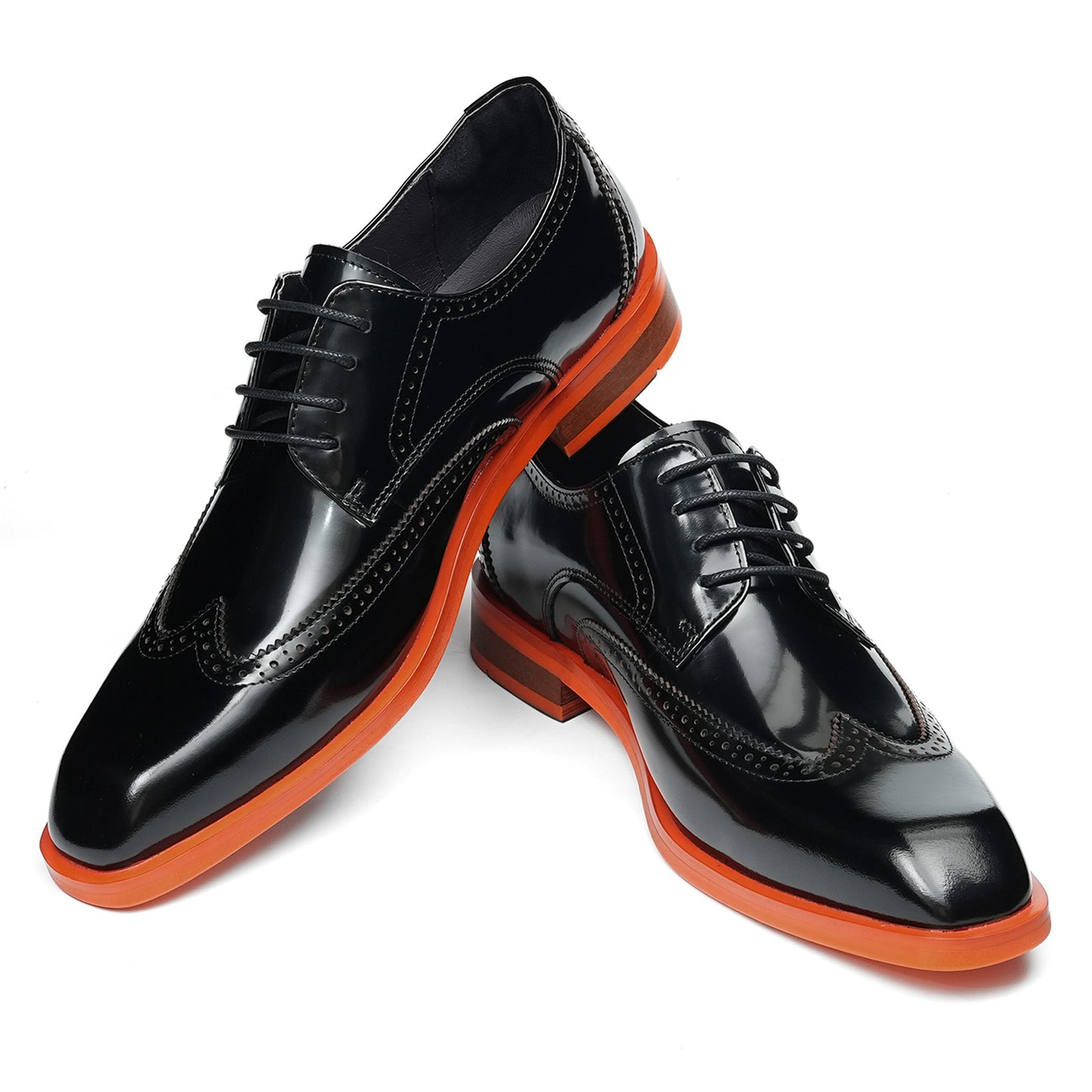 Men's Wingtip Dress Shoes with Bold Sole & Intricate Perforations