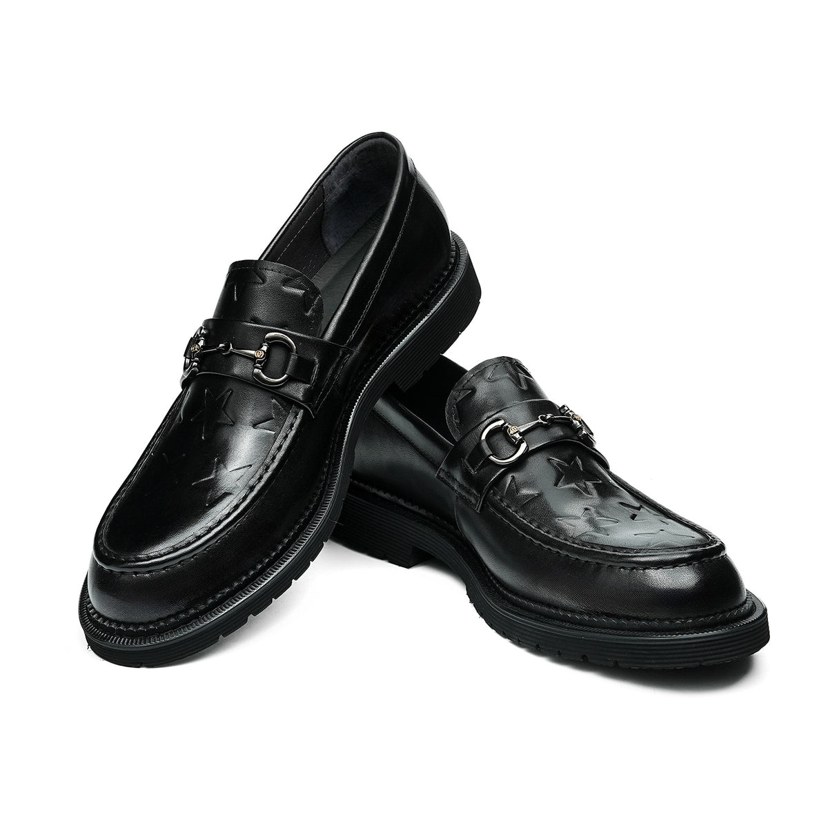 Men's Metal Bit Loafers| with Thick Sole & Moc-Toe Design