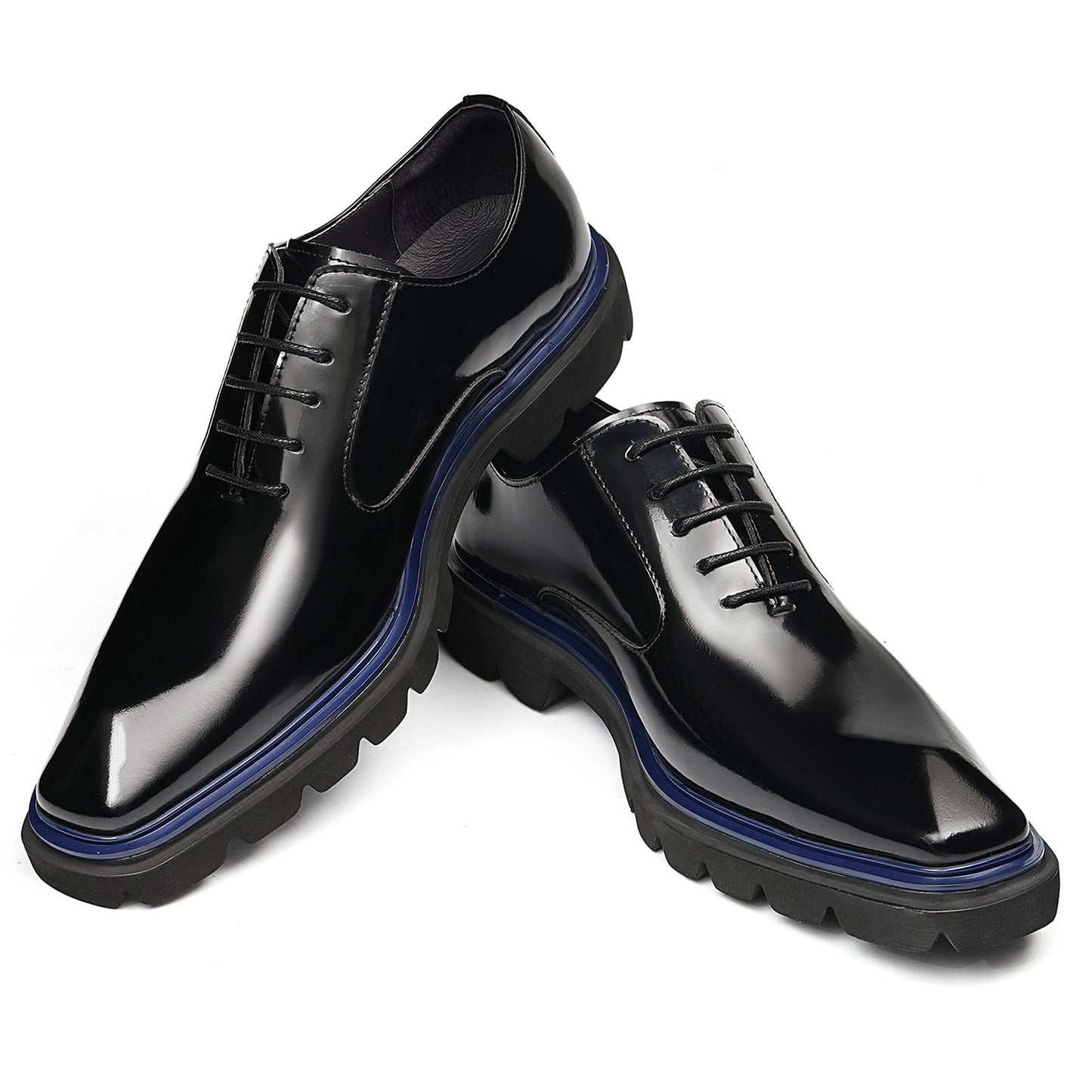 Men's Rugged Square-Toe Leather Shoes with Contrast Sole