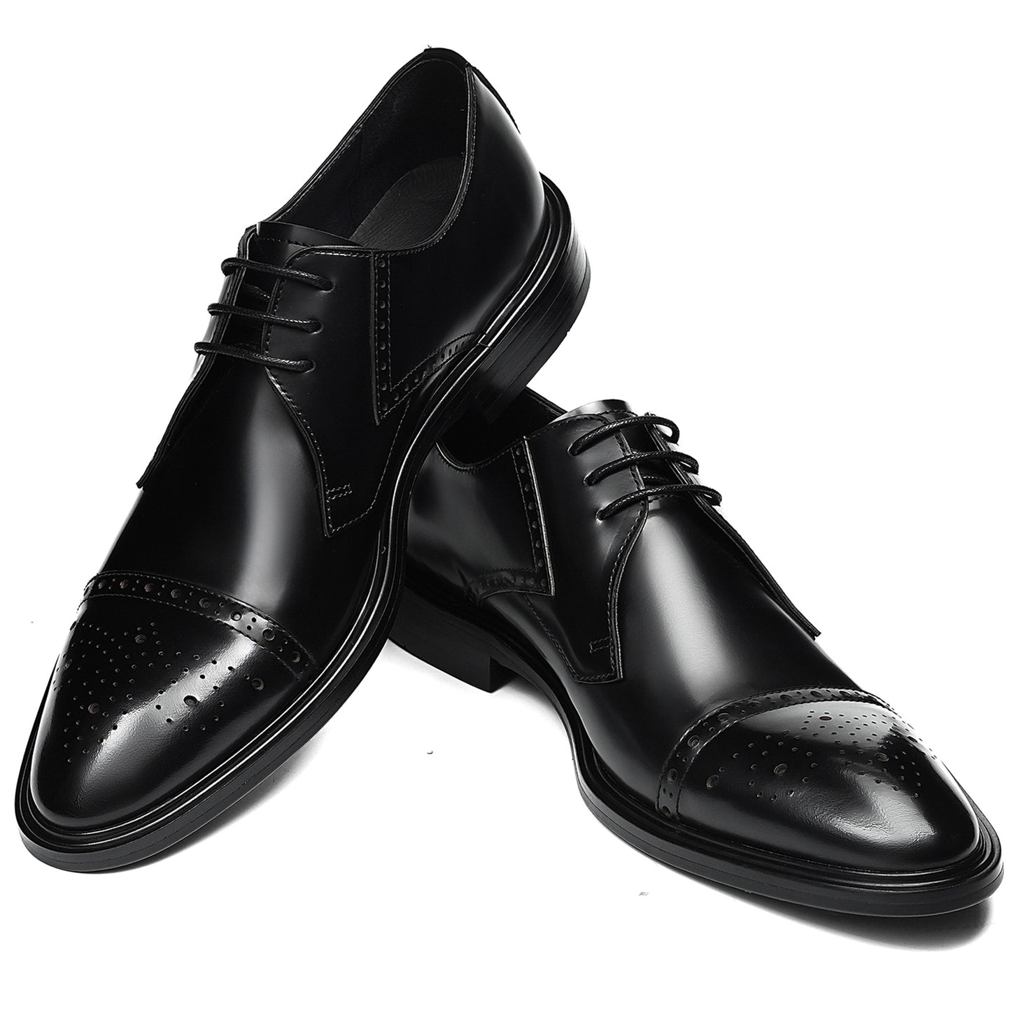 Men's Classic Brogue Derby Shoes with Ornamental Perforations