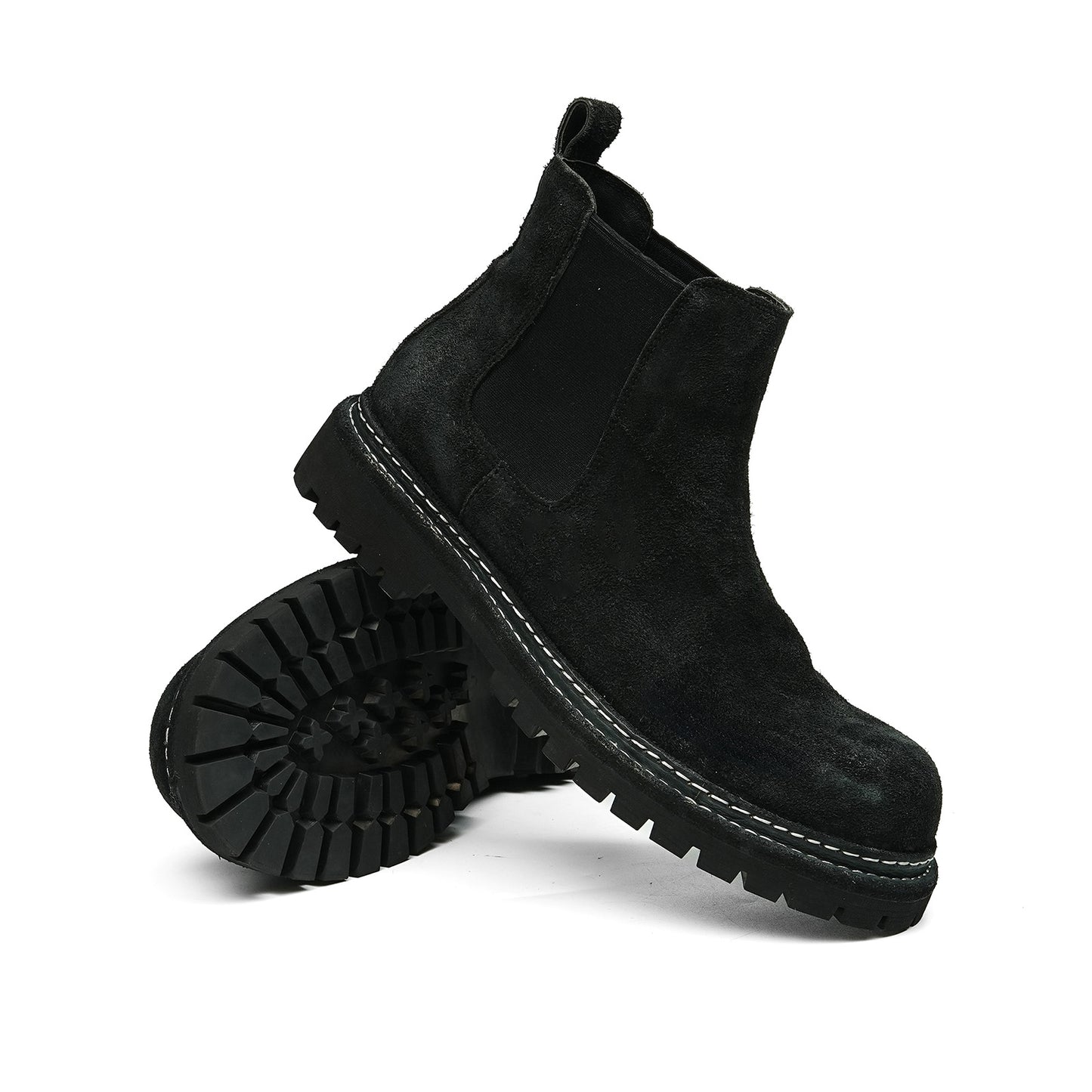 Men's Suede Rugged Slip-On Chelsea Boots | with Matte Finish & Lug Sole