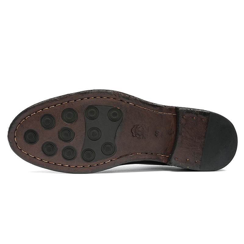 حذاء أكسفورد مصنوع يدويًا من جلد الحصان برباط للرجال من Goodyear Welted Retro Style عملية الغسيل