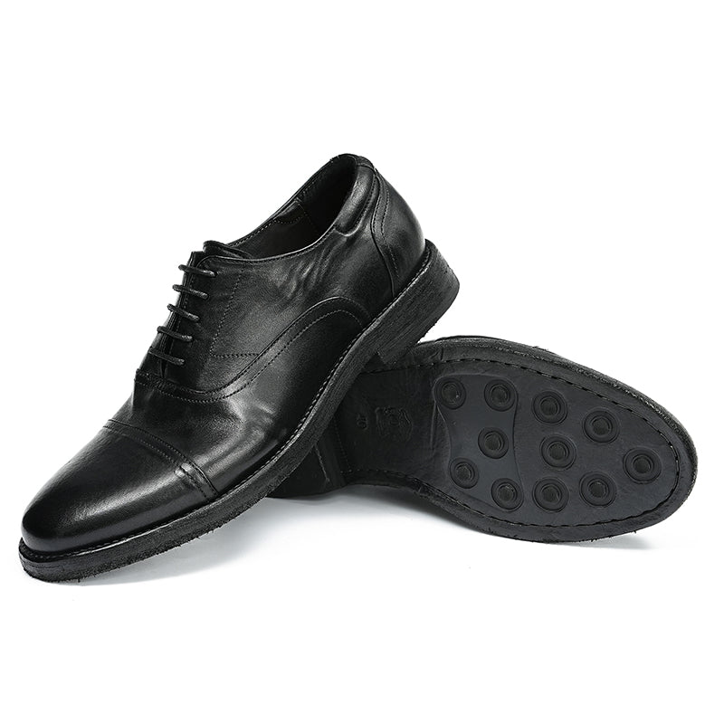 حذاء أكسفورد مصنوع يدويًا من جلد الحصان برباط للرجال من Goodyear Welted Retro Style عملية الغسيل