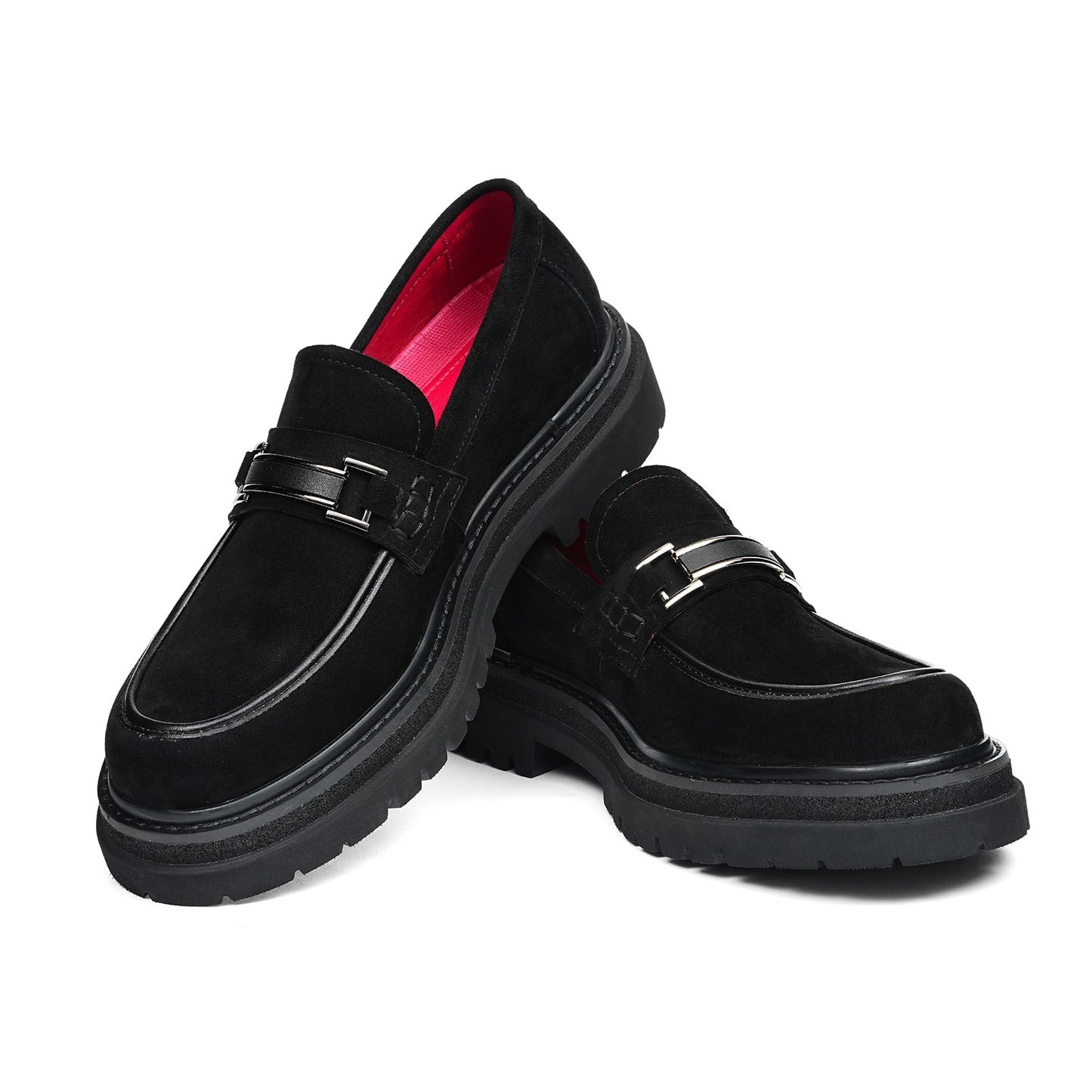Men's Suede Bit Loafers | with Chunky Lugged Sole & Bold Metal Trim