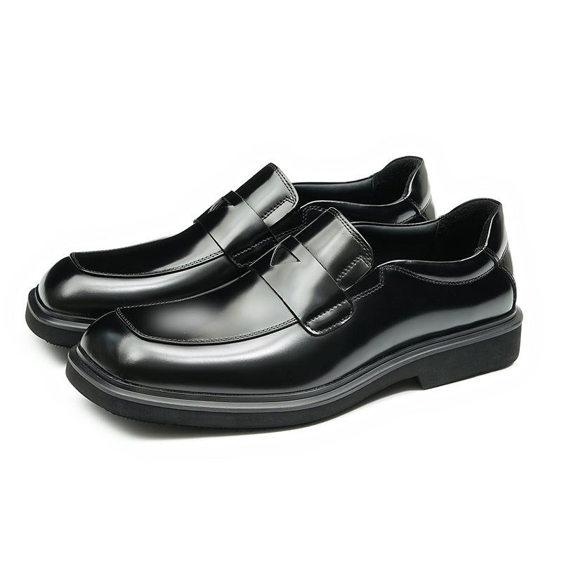 Calfskin Loafers Shoes Glossy Square Toe