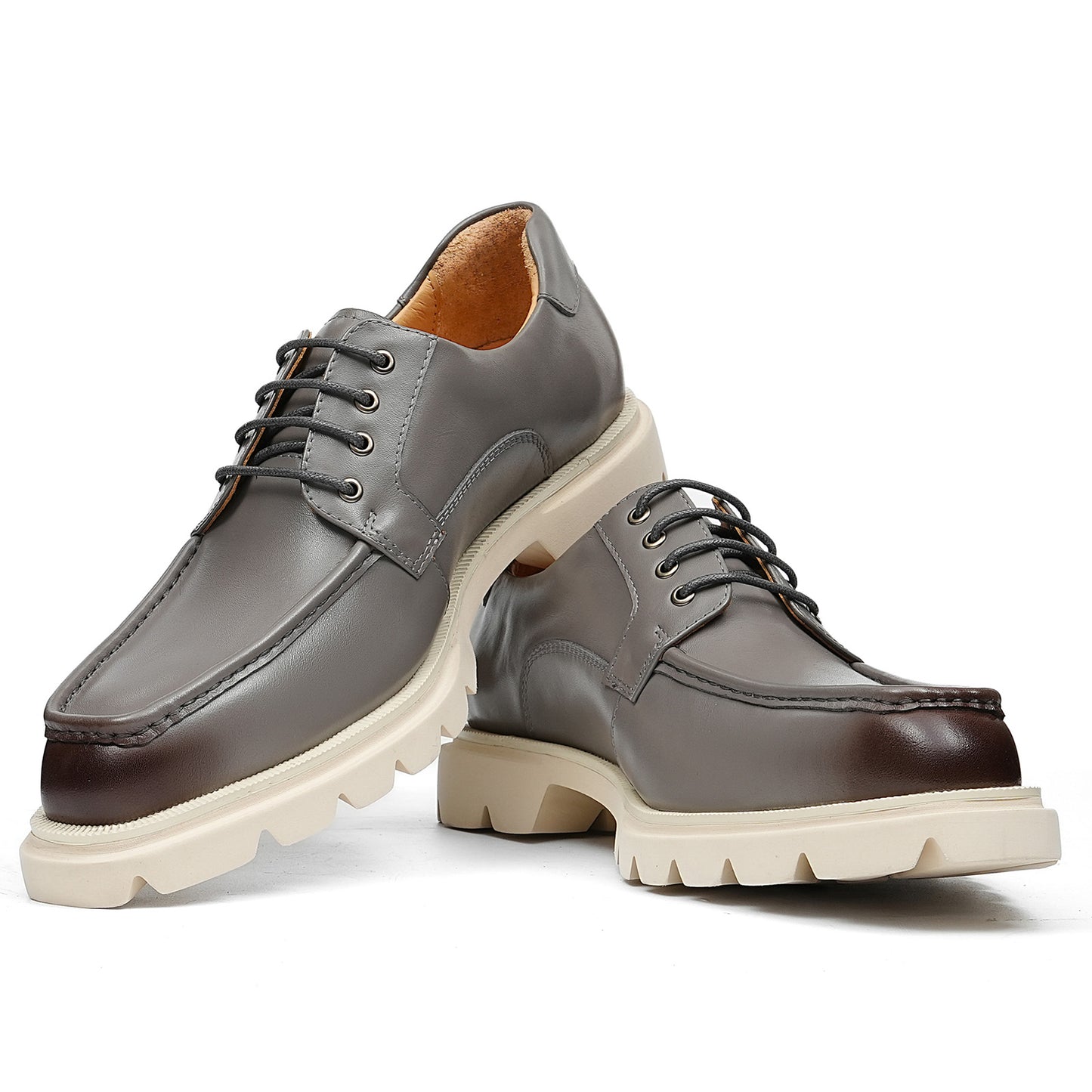 Men's Derby Shoes: Moc-Toe Design Casual Chunky Sole