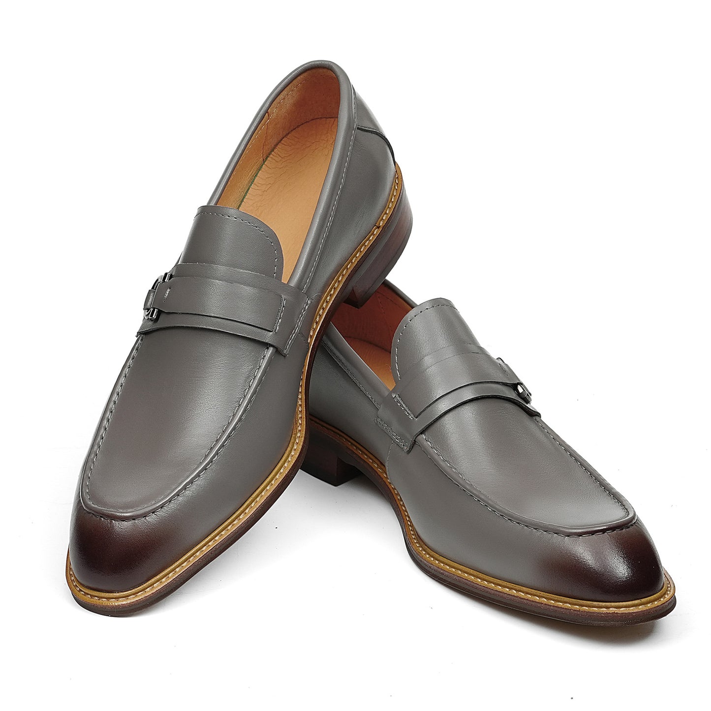 Men's Loafers with a Defining Buckle and Architectural Stitching