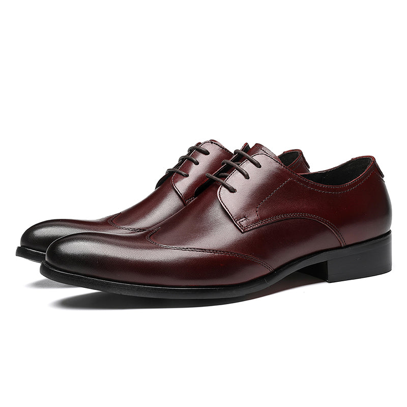 Men's Pointed-Toe Derby Shoes Premium Leather & Secure Lace-Up