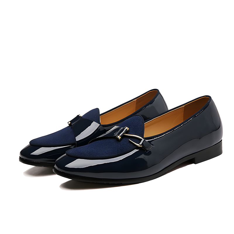 Men's Loafers Dual-Material Patent Leather