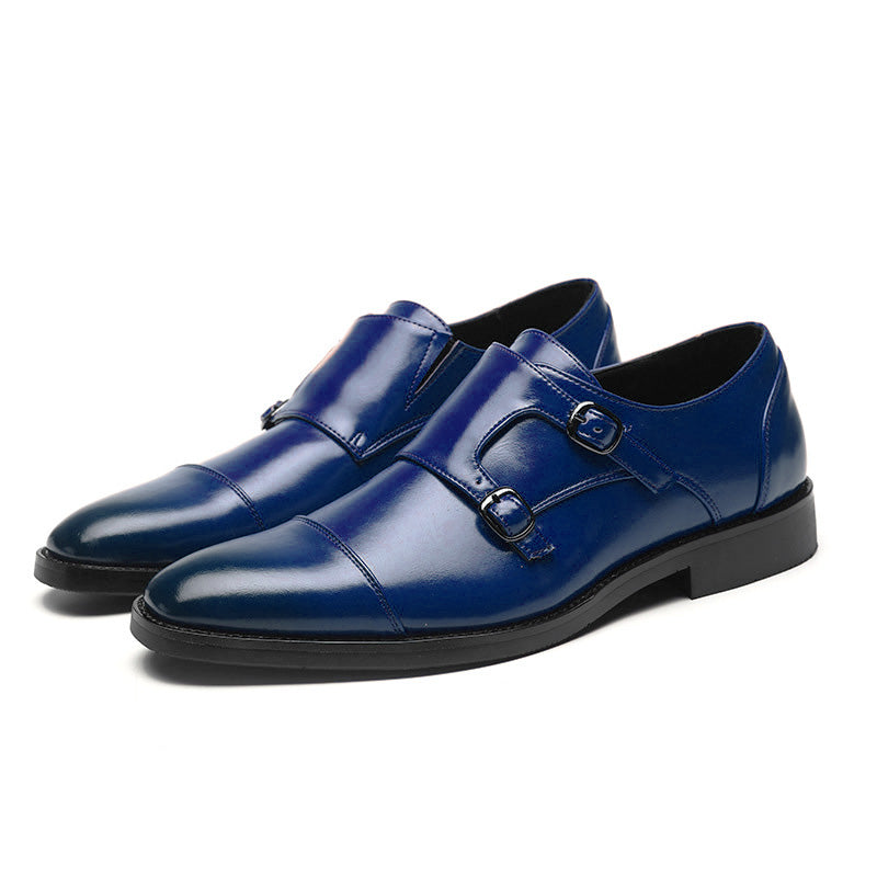 Men's Formal Monk Strap Dress Shoes with Dual Metal Buckles