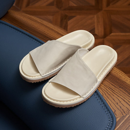 Men's Leather Slide Sandals Minimalist Style