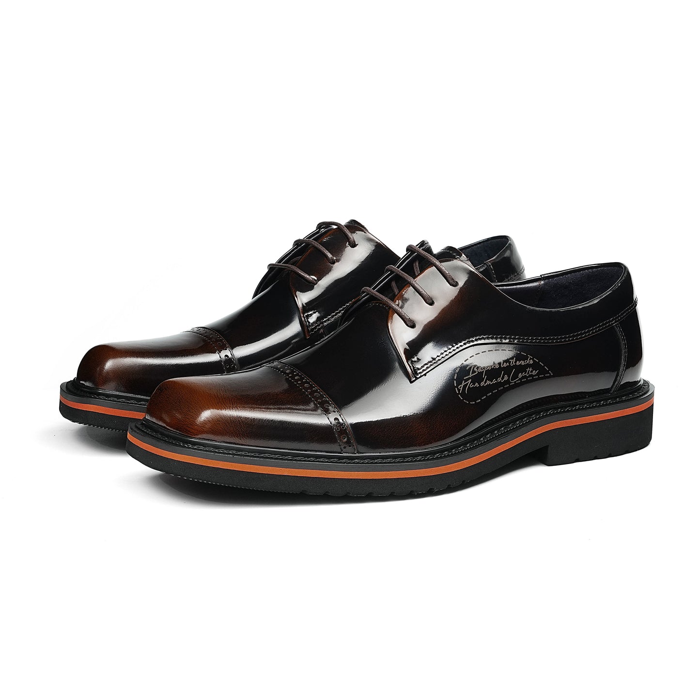 Men's Architectural Derby: Square-Toe Design & Contrast Sole Detailing