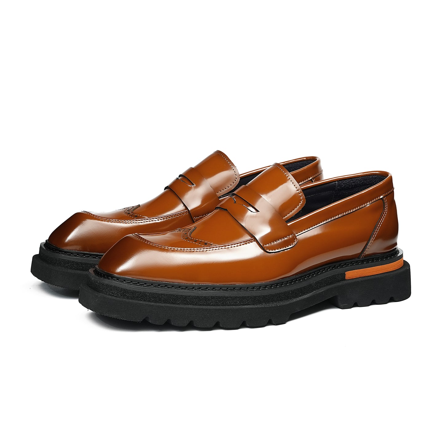 Square-Toe Men's Loafers: Brogue Detailing & Refined Hardware