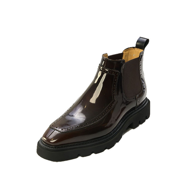 Men's Brogue Chelsea Boots: Artisan Stitching & Square-Toe Architecture