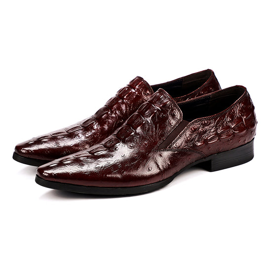 Men’s Ostrich-Patterned Leather Loafers