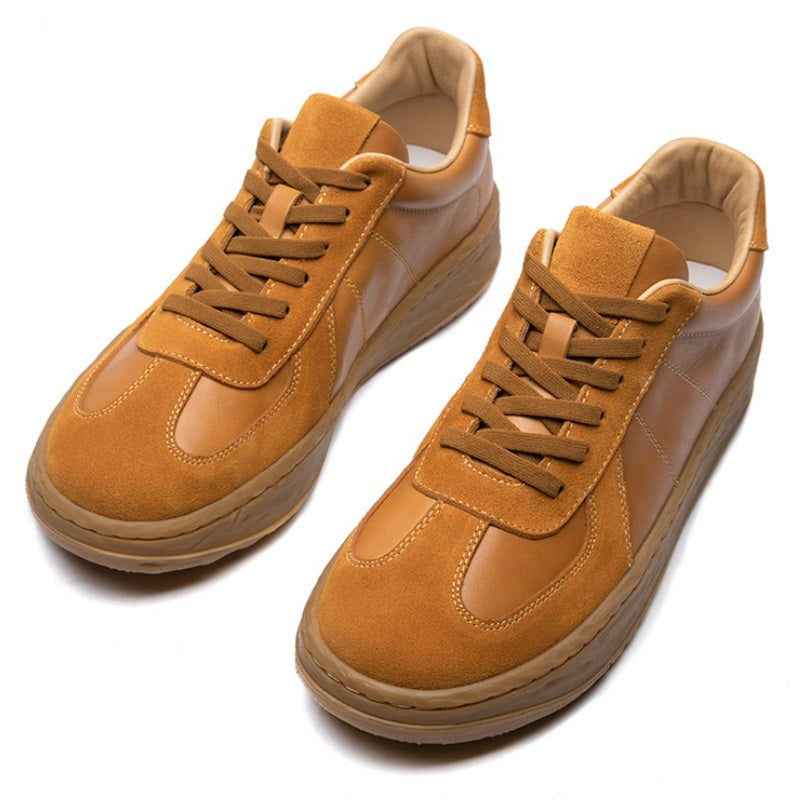 Calf Leather Sneakers – Anti-Slip Rubber Sole Lace Up Premium Comfort
