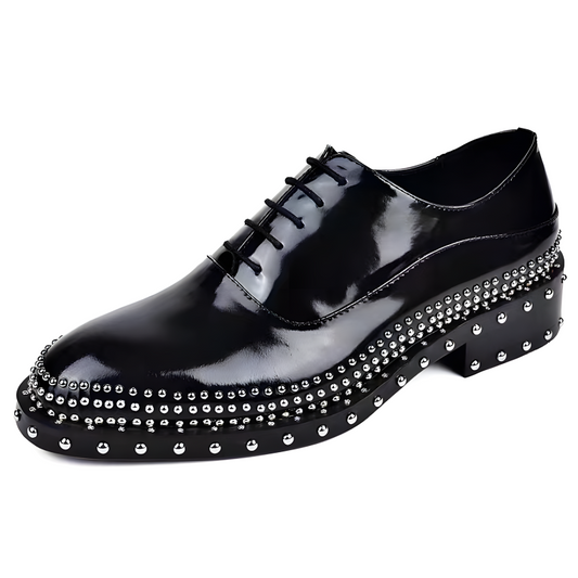 Men's Oxford Shoes Patent Leather Studded Rock-Style