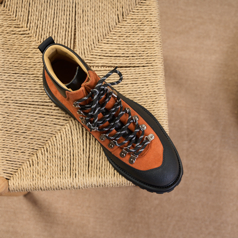 Modern Heritage Work Boots: Contrast Panel Design & Statement Lace Detail