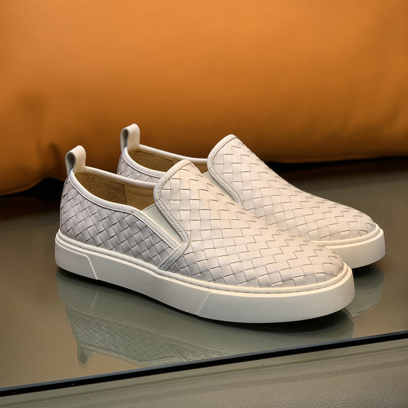 Woven Men Sneakers Calfskin Upper Durable Rubber Soles