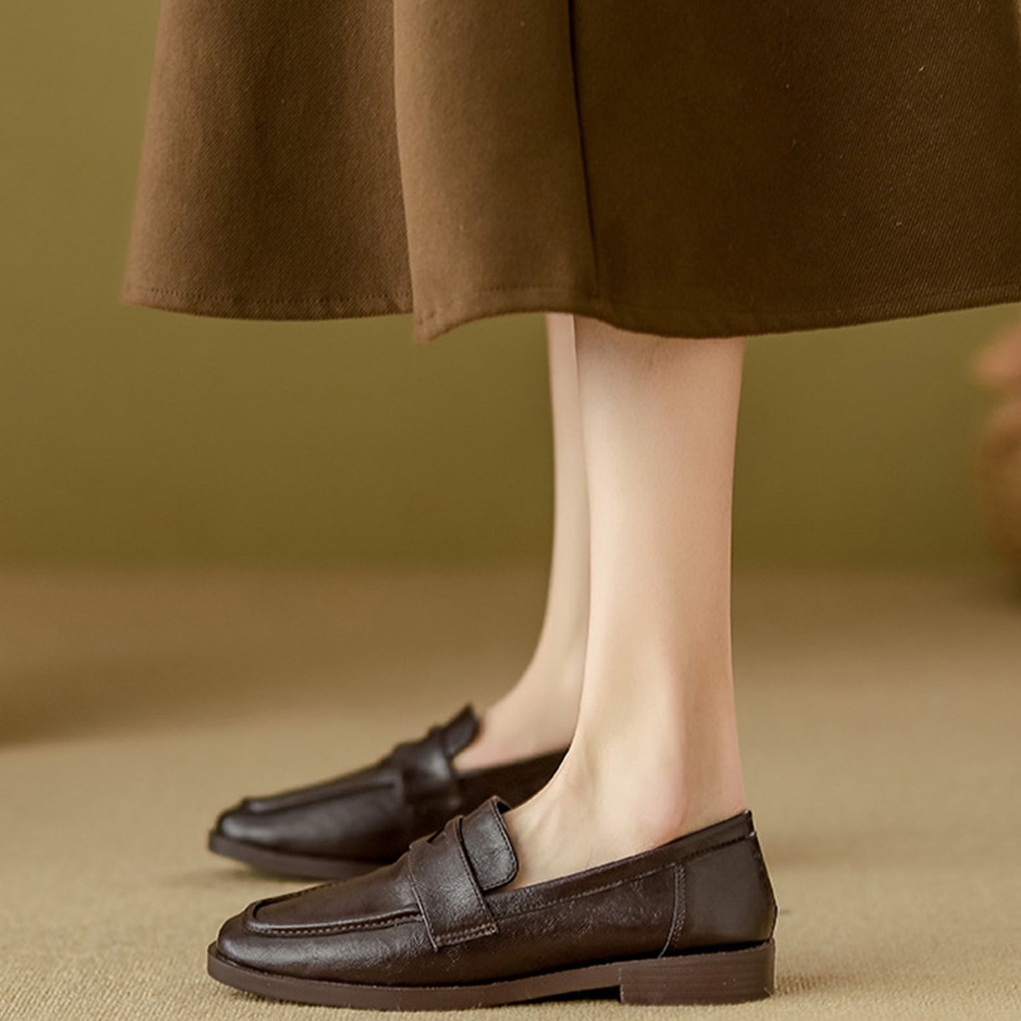 Women's Square-Toe Loafers with Chunky Sole & Modern Strap Detail