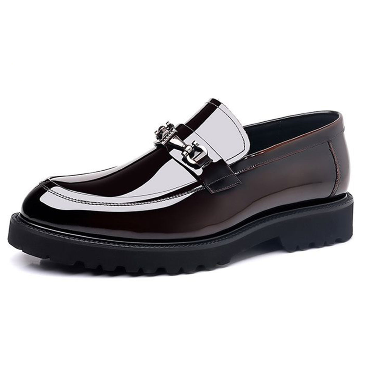 Men's Patent Loafers | with Metal Bit & Sleek Round Toe