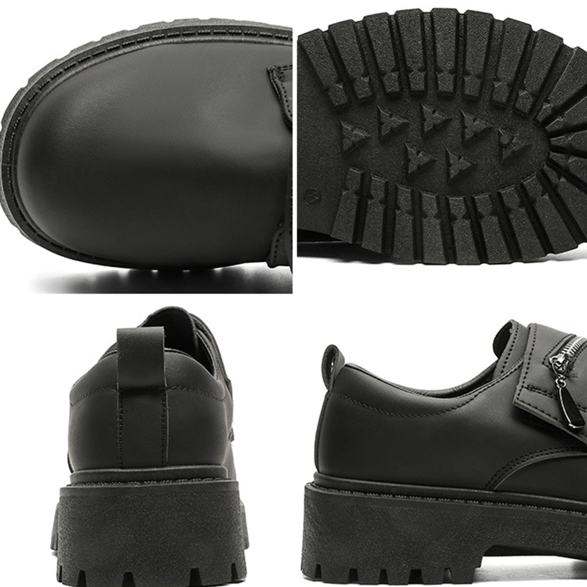 Men's Zip Strap Slip-On Shoes | with Chunky Sole & Round Toe