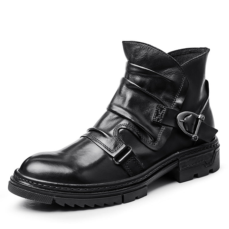Martin Boots Vintage Workwear - Waxed Leather with Patchwork Buckle Design