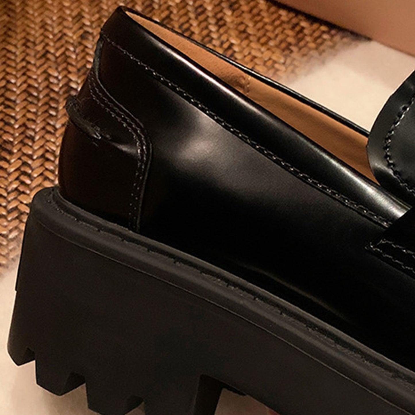 Women's Loafers Chunky Platform with Statement Metal Buckle Detail