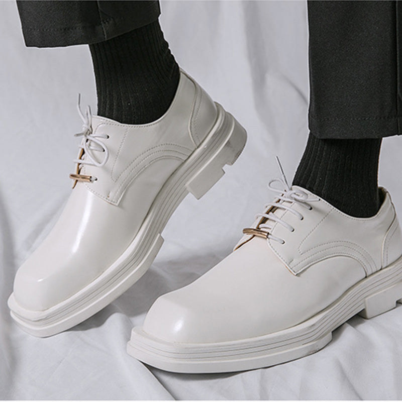 Contemporary Square-Toe Men's Derbys Shoes: Refined Metal Detailing & Modern Silhouette