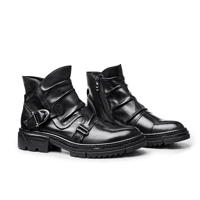 Martin Boots Vintage Workwear - Waxed Leather with Patchwork Buckle Design