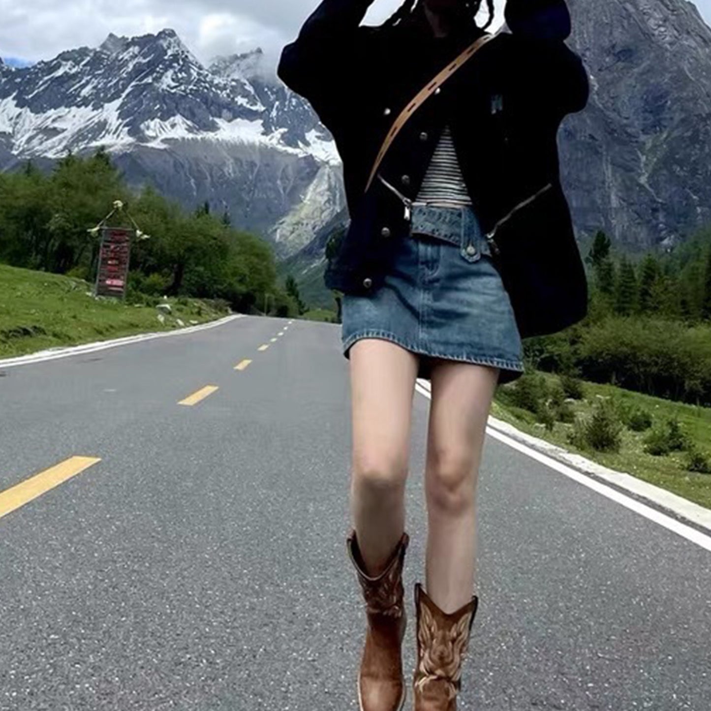 Women's Western Ankle Boots with Intricate Flame Stitch Detailing