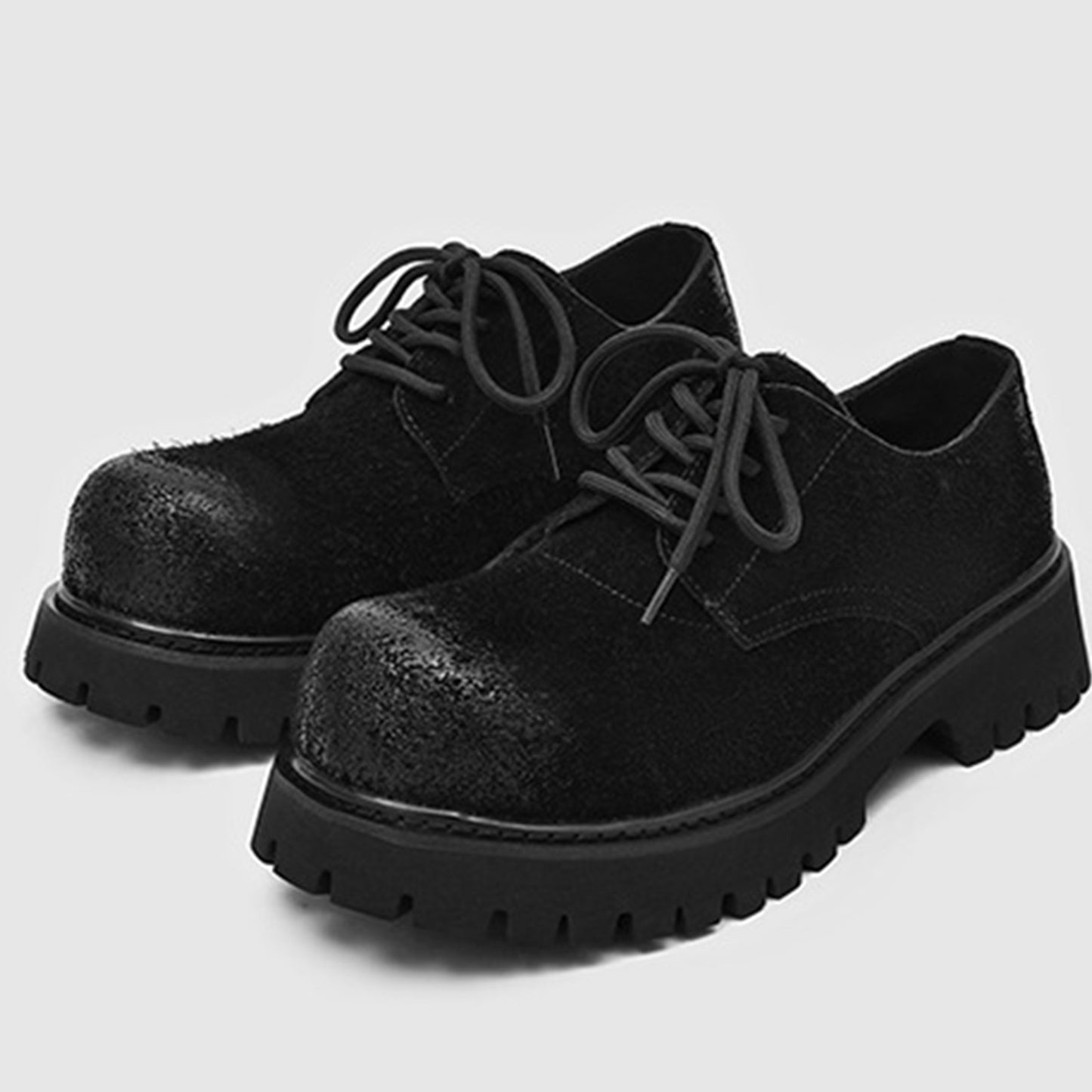 Men's Derby Shoes Retro-Textured Chunky Sole with Distressed Finish