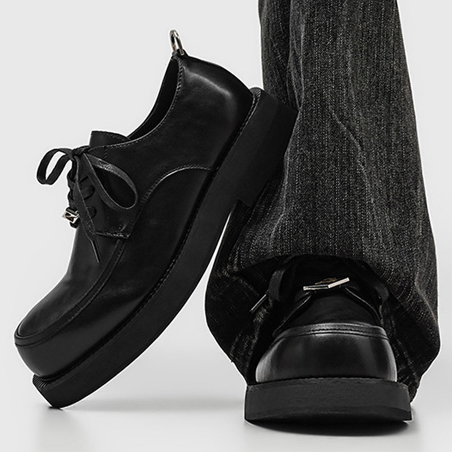Men's Derby Shoes: Chunky Sole & Bold Hardware Accent Statement