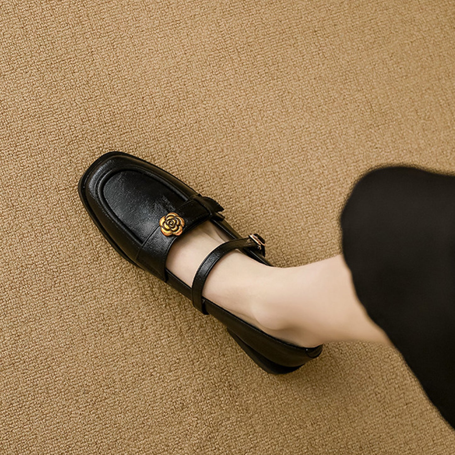 Women's Loafers with Flats with Embellished Straps & Square Toe