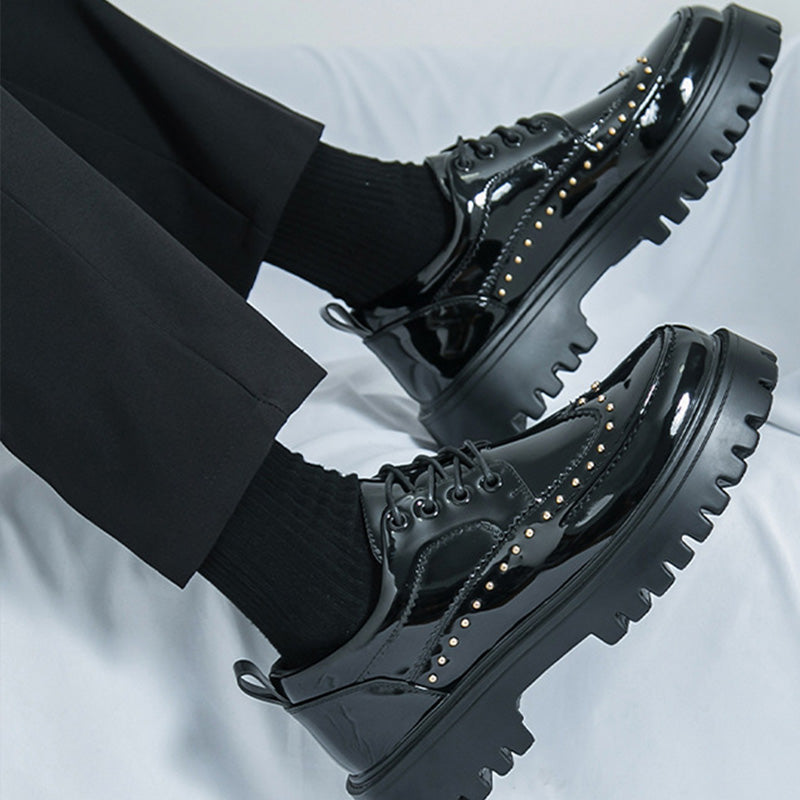 Artistic Expression Brogue Derbys Shoes: Wingtip Poetry & Stud Accents