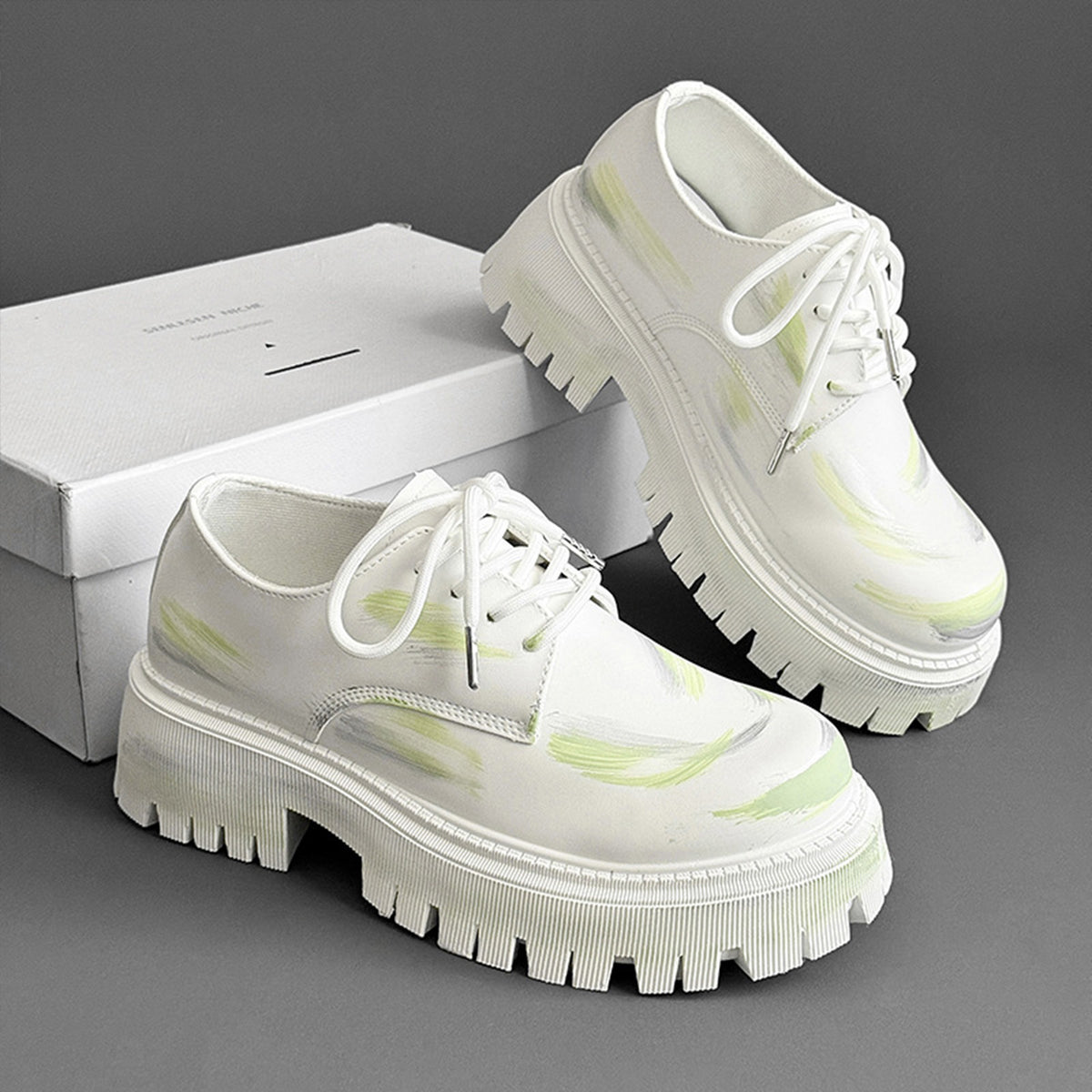 Men's Artistic Derby Shoes | with Chunky Lug Sole & Brushstroke Detail