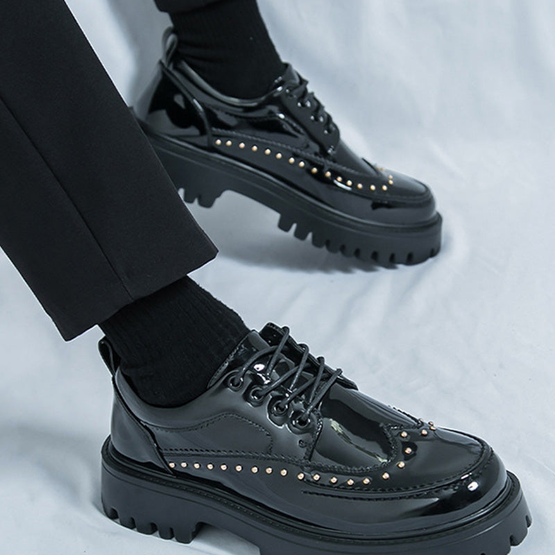 Artistic Expression Brogue Derbys Shoes: Wingtip Poetry & Stud Accents