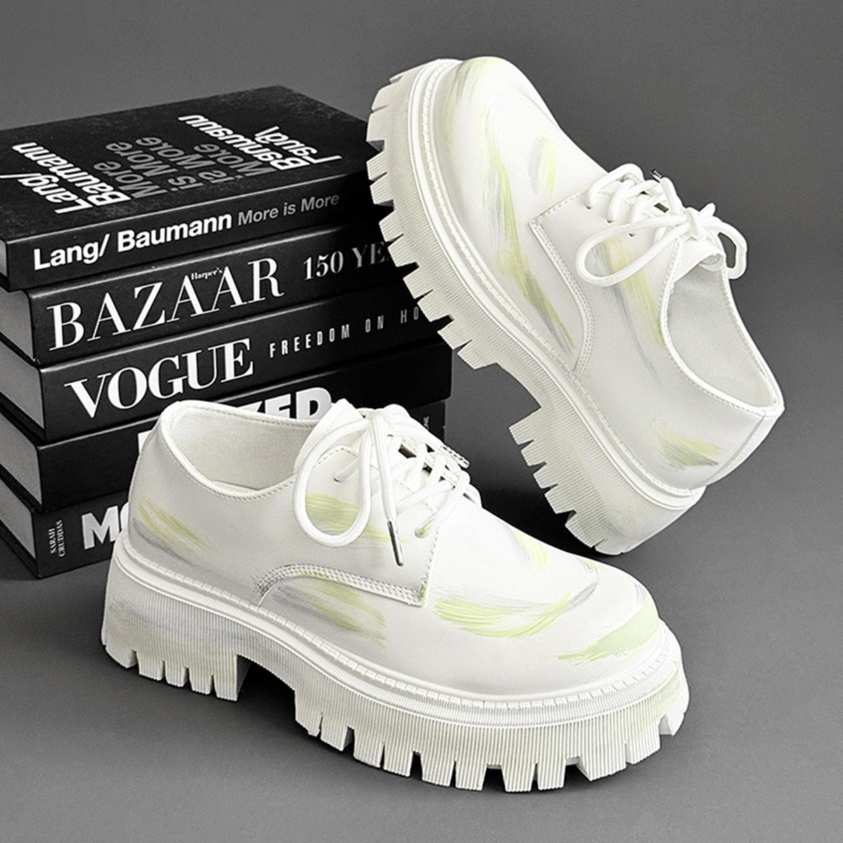 Men's Artistic Derby Shoes | with Chunky Lug Sole & Brushstroke Detail