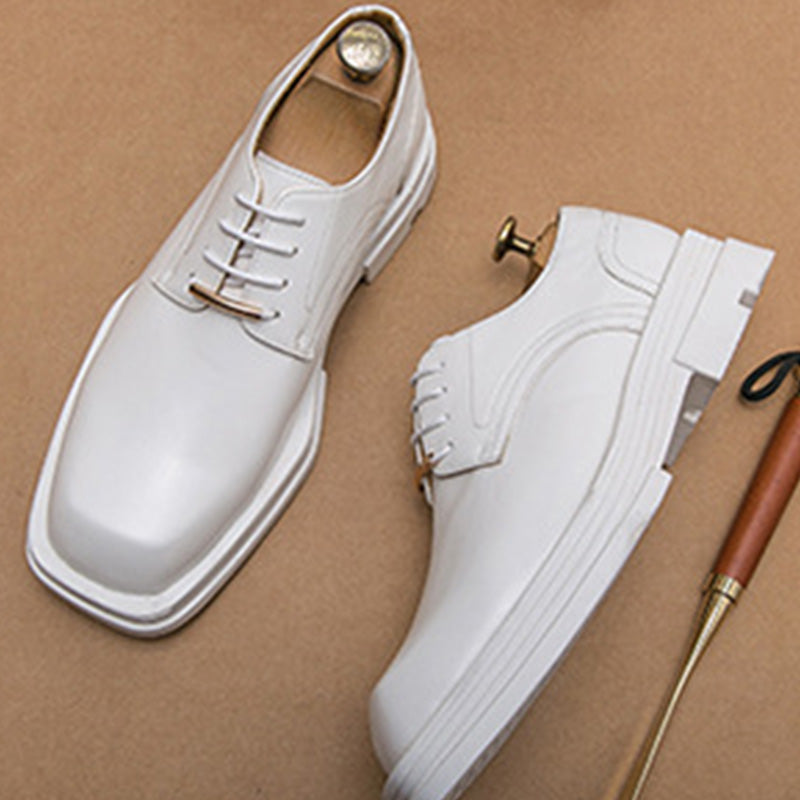 Contemporary Square-Toe Men's Derbys Shoes: Refined Metal Detailing & Modern Silhouette