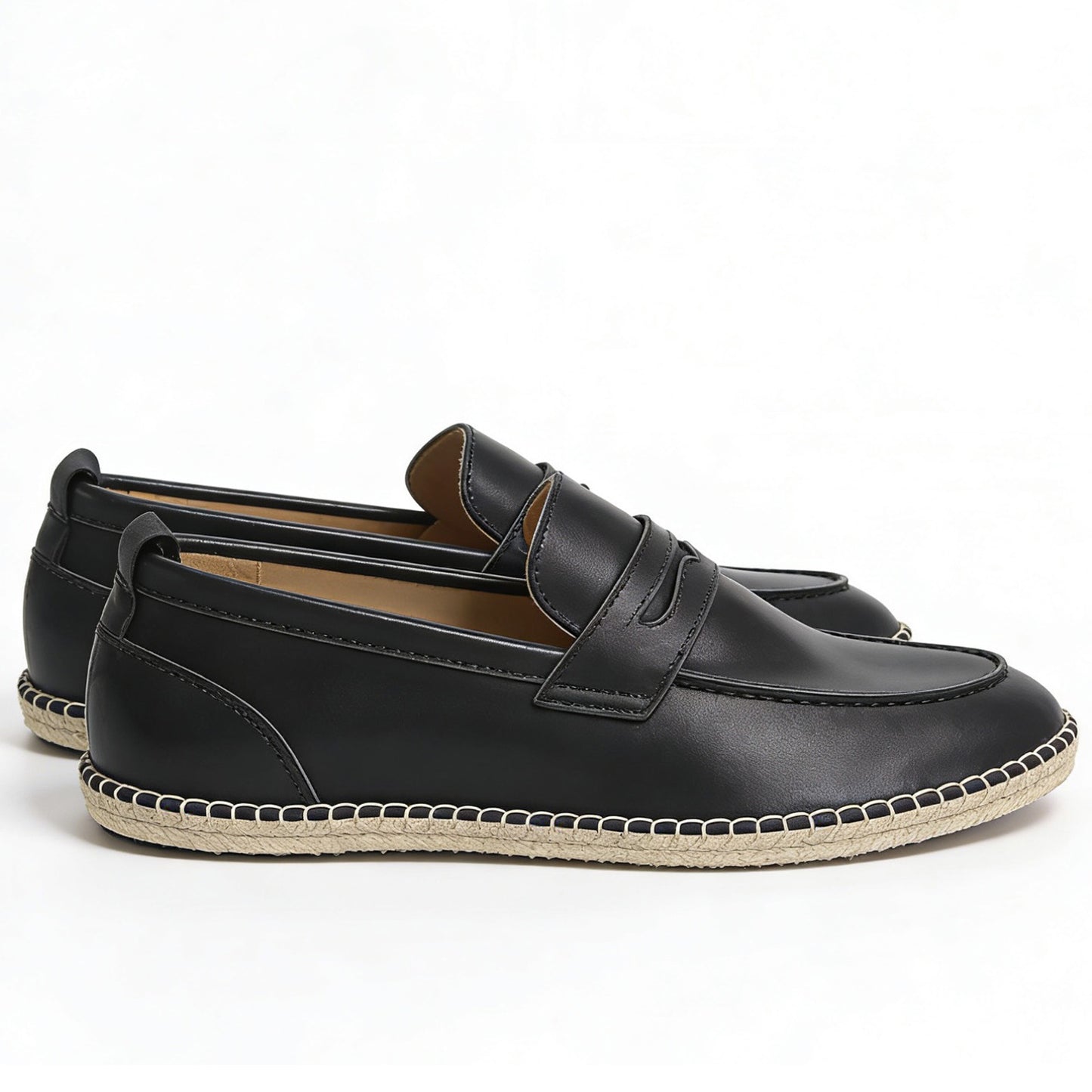 Men's Loafers Classic Slip-On with Refined Buckle Fastening & Woven-Texture Sole