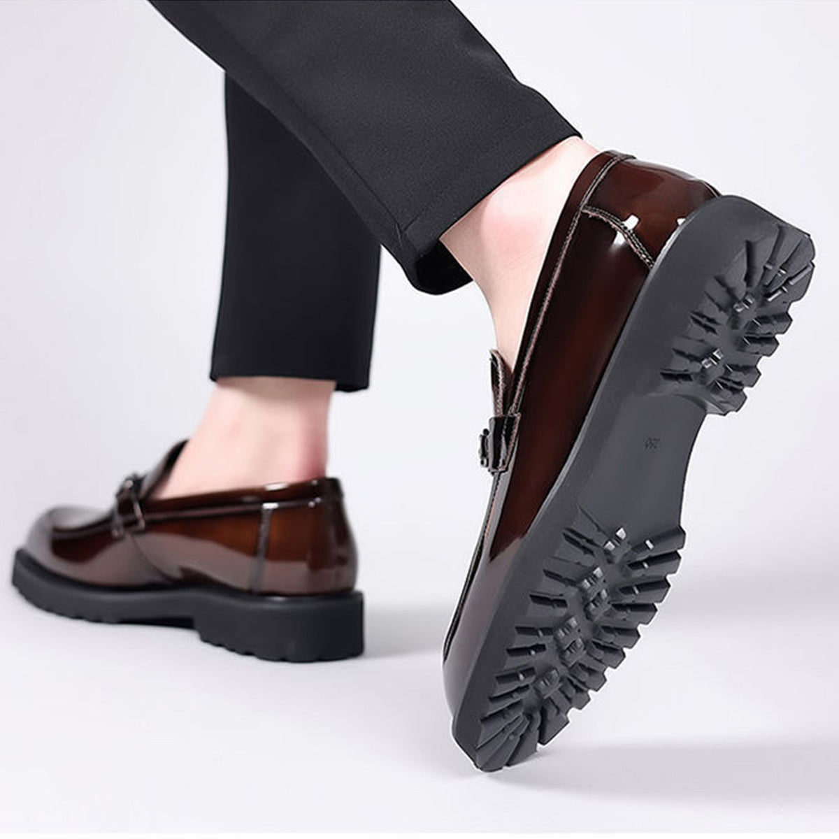 Men's Patent Loafers | with Metal Bit & Sleek Round Toe