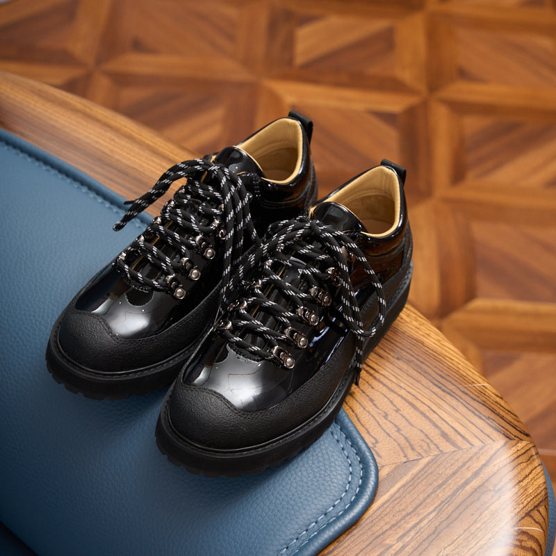 Urban Workwear Shoes: Contrast Suede Design & Rugged Lace Detailing