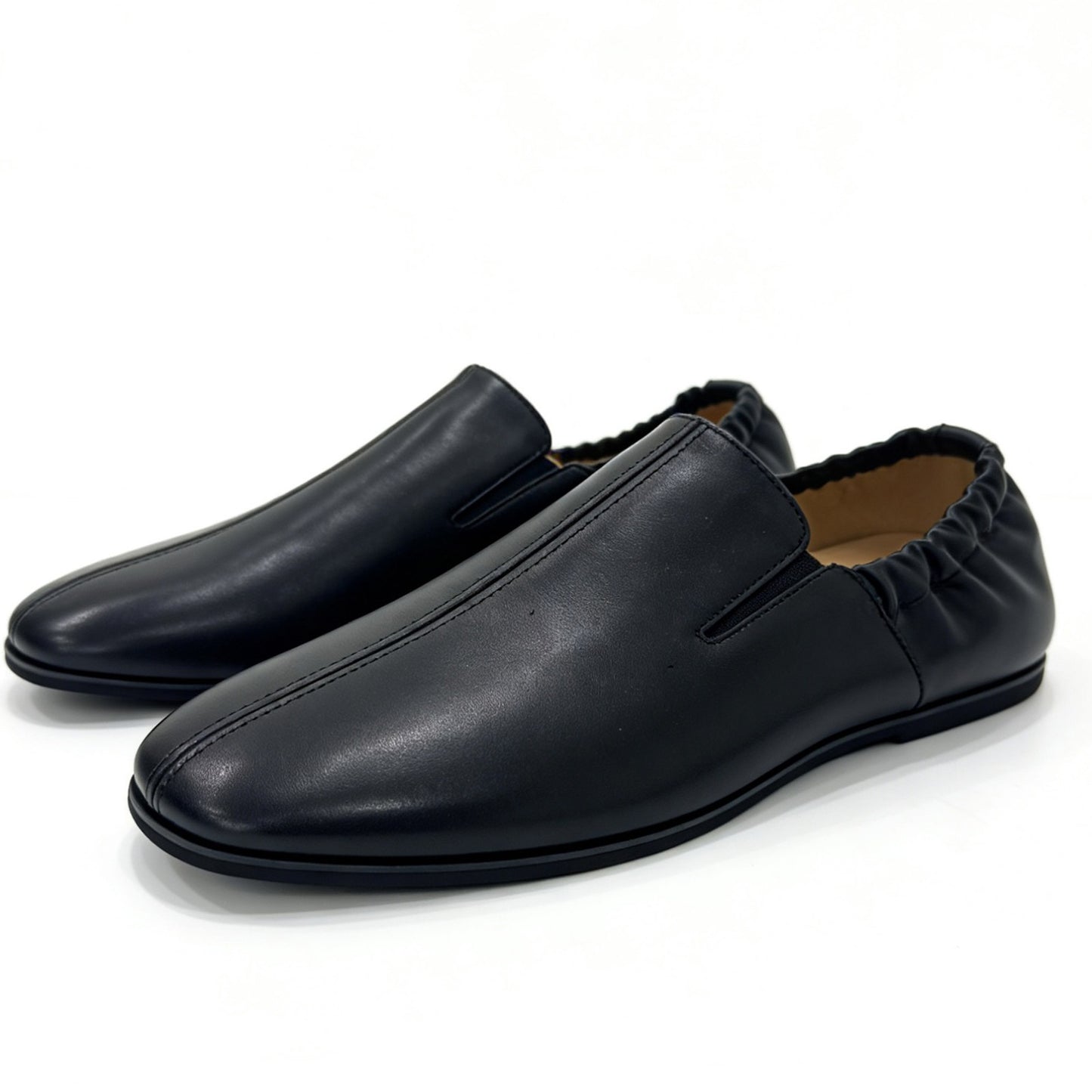 Men's Slip-On Dress Shoes with Distinctive Folded Collar Design