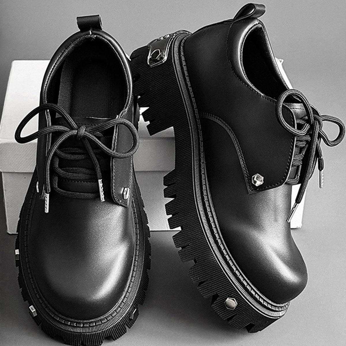 Men's Chunky Platform Derby Shoes | with Metallic Studs