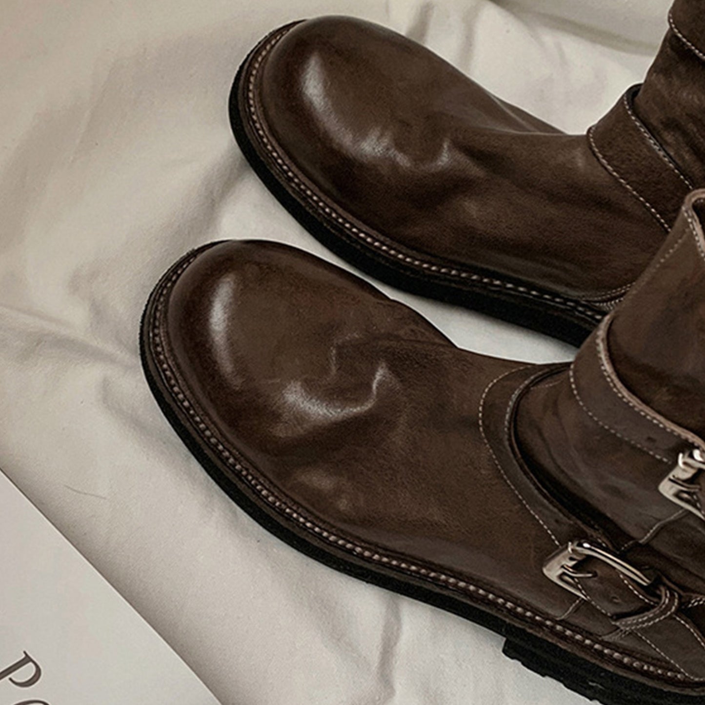 Women's Edgy Buckle Boots: Statement Dual Straps & Sleek Side-Zipper Access