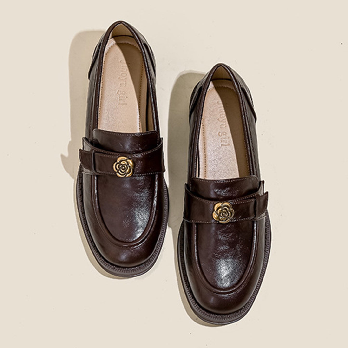 Women's Loafers with Elegant Metallic Floral in Soft Leather & Comfortable Sole