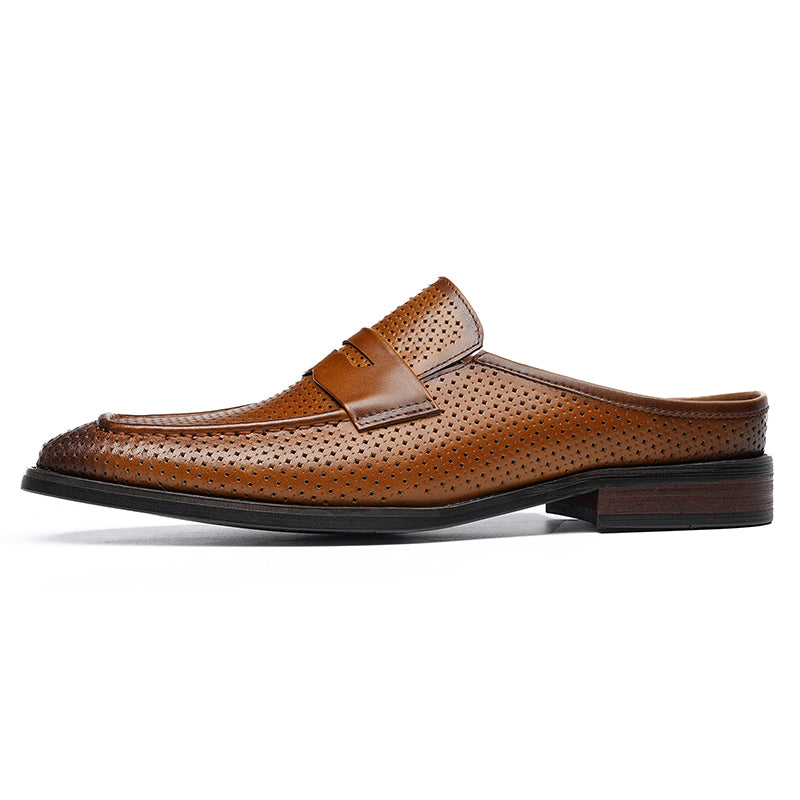 Men’s Backless Loafers with Perforated Design